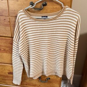 Splendid Tan and White Striped Sweater